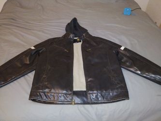 Structure leather bomber jacket