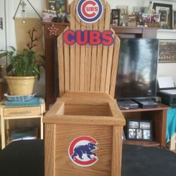 Chicago Cubs Solid Oak Planter Semi Glossed Polyurethaned