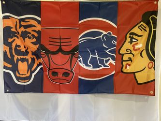 Bears, Bulls, Cubs & Hawks Wall Flag (3’x5’)