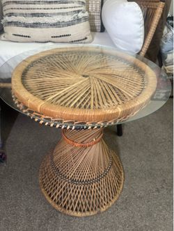 Vintage Wicker End Table
