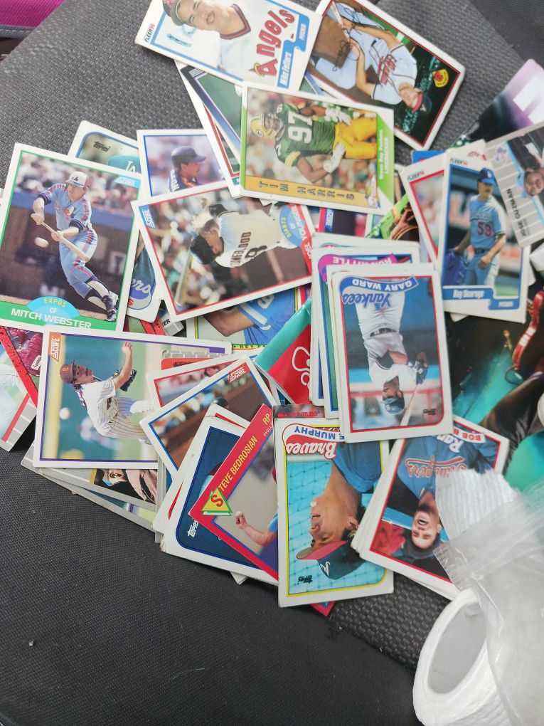 Bunch Of Old Baseball And Football Cards