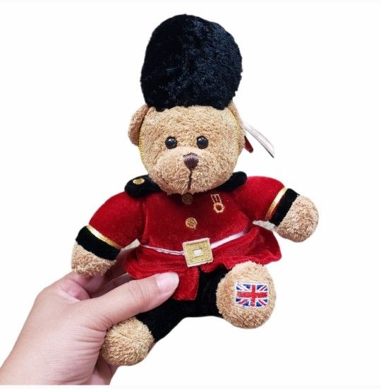 Vintage 2003 Keel Toys British Bear Cream 9" Red Black New