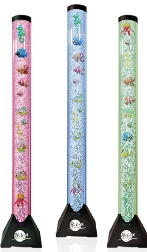 New! 4FT Sensory LED Water Bubble Fish Tube Floor Lamp with 16 Color Changing Light Effects – Fake Aquarium Tank Night Light and Gift for Kids, Autism