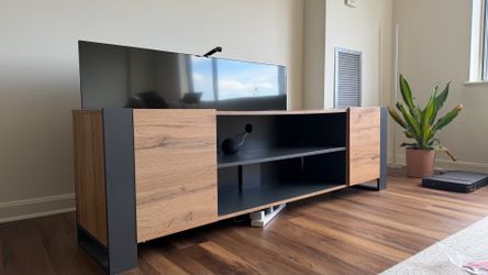 Modern TV Stand / Media Console — Oak Wood & Dark Gray,