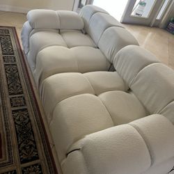 Small White Boucle Couch 
