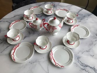 Lomonosov Imperial Porcelain Tea Set 6 Persons “Coral”