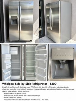 Whirlpool fridge, refrigerator, freezer