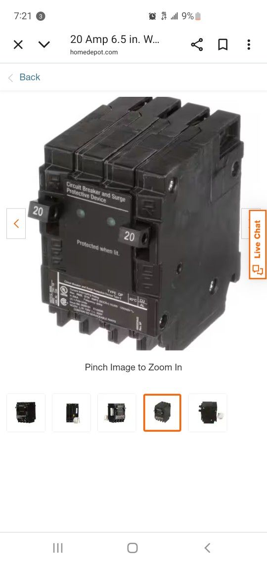20 Amp 6.5 in. Whole House Surge Protected-Circuit Breaker RBPU