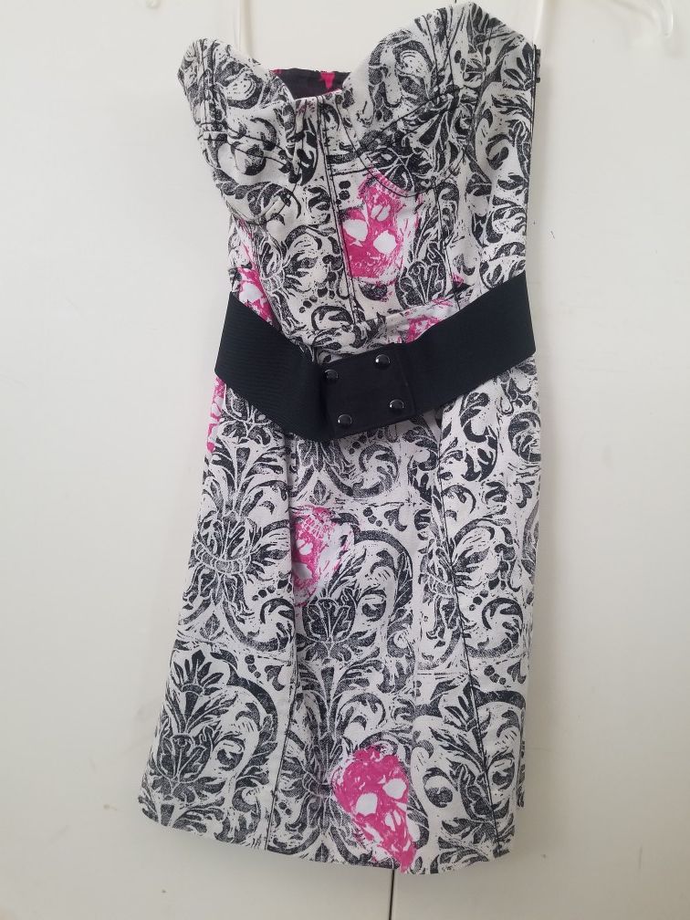 Rachel Roy Denim, belted, strapless dress, sz 2