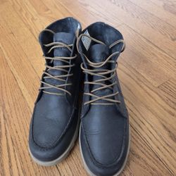 SOREL Mens Size 8.5 Kezar Waterproof Leather Moc Toe Boots Coal 1974401-048