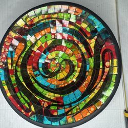 Bowl Plate decorative display dish Mosaic glass Handmade
