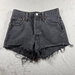 Levi's 501 Cut Off Shorts Button Fly Women’s 25 Black Festival Y2K #772