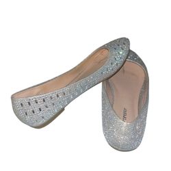 Silver sparkly flats