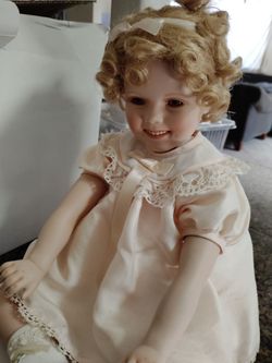 Vintage Little Miss Shirley The Shirley Temple Porcelain Toddler Doll Excellent Condition
