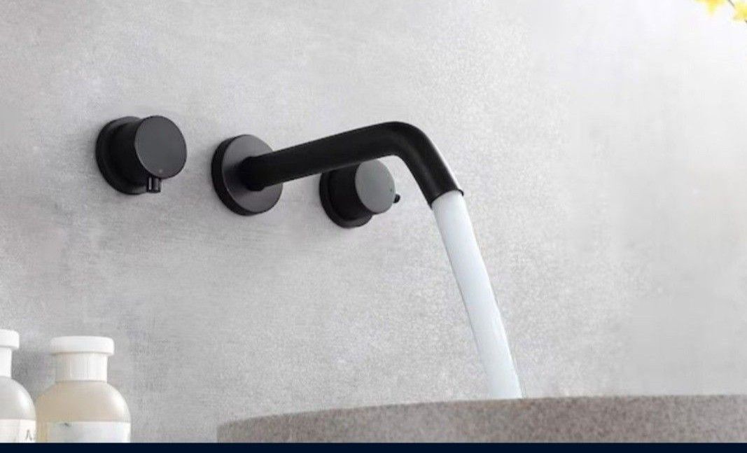 Luxury Wall Mount Faucet Sturdy Solid Brass In Matte Black