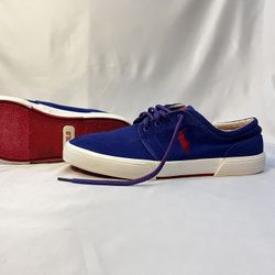 Ralph Lauren Blue Canvas Sneakers With Red Details - US Men’s Size 10.5