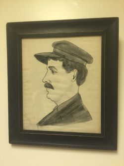 Very old Charcoal portrait with frame