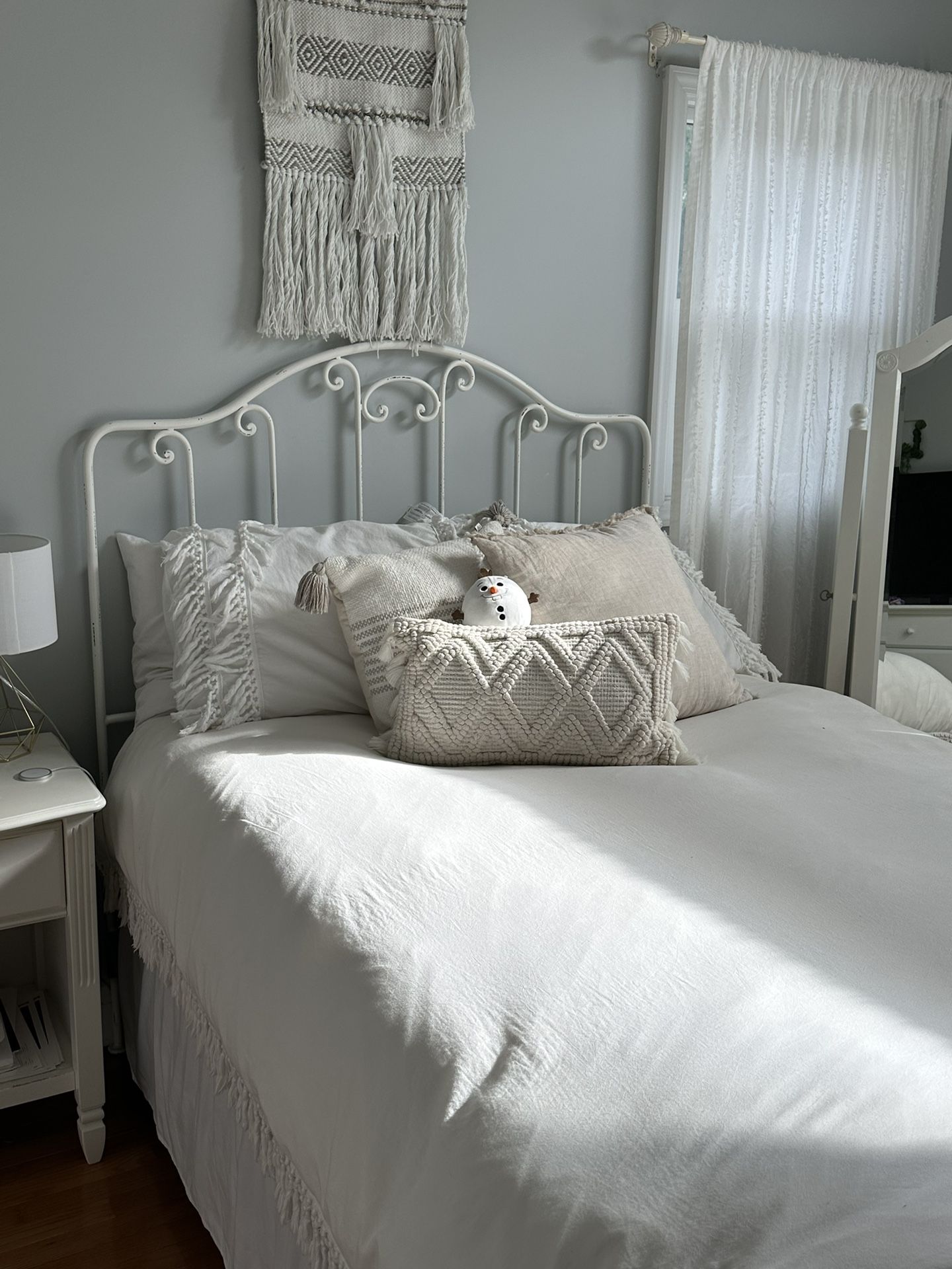 Antique White Wrought Iron Bed Frame