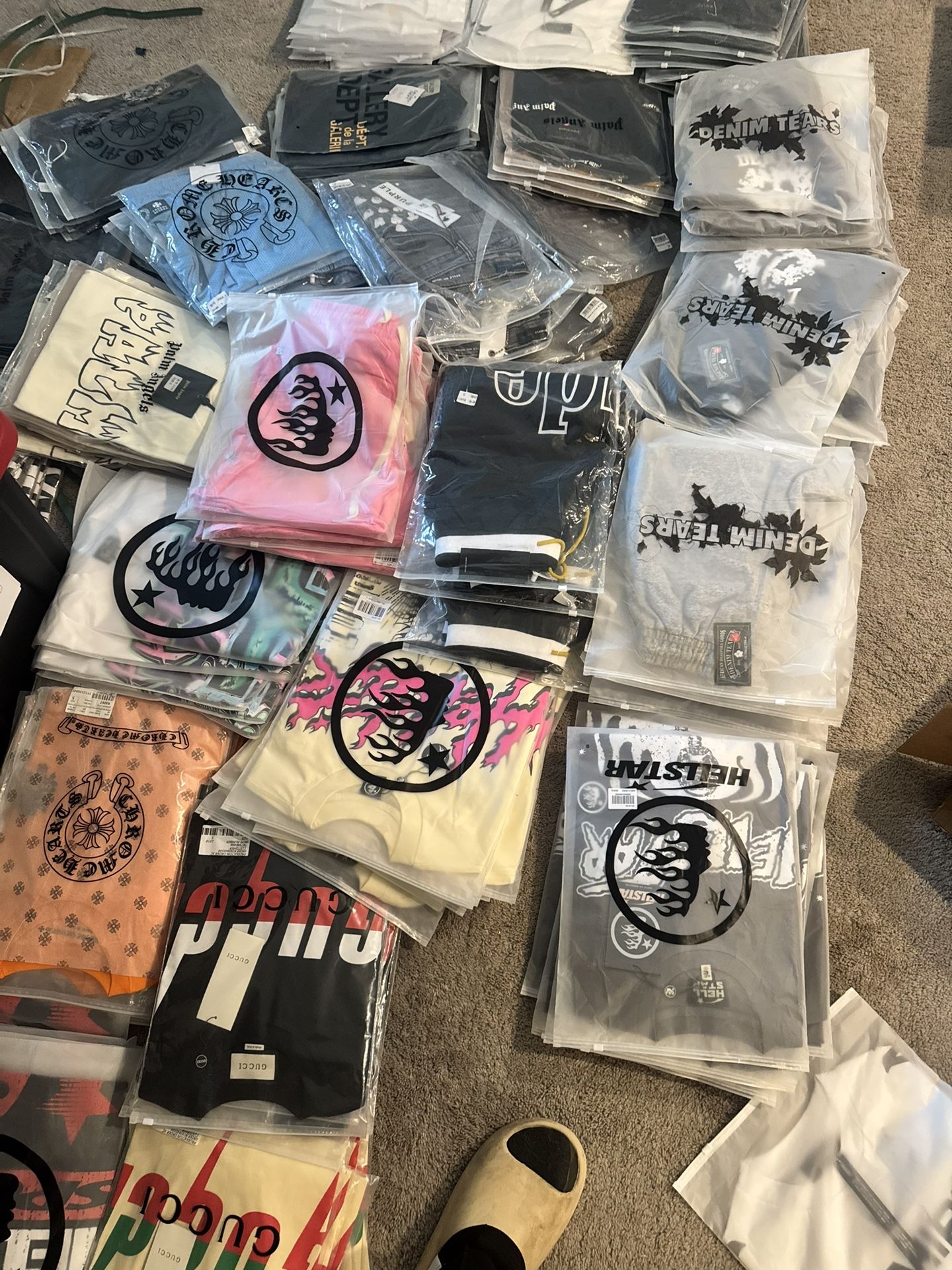 Mens Hellstar , Purple Jeans , Chrome Heart Bape Denim Tears
