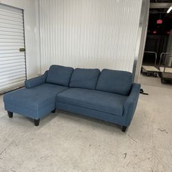 Comfy Blue Sectional Couch 