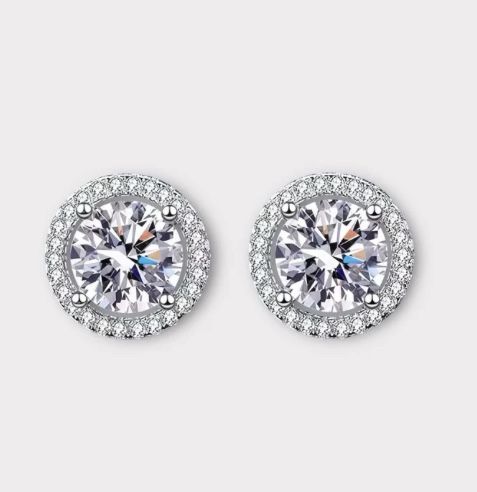 Diamond Halo Earrings 