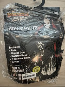 Kids Reaper Costume – Skeleton Mask & Scythe, Glows in the Dark