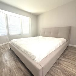 California King Upholstered Bed Frame – Beige (Scandinavian Designs)