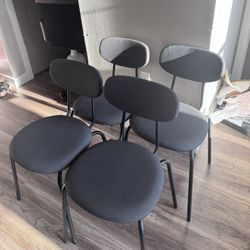 FOUR IKEA ÖSTANÖ Chairs, Stackable, Black Remmarn/Dark Gray (Purchased April 2024)