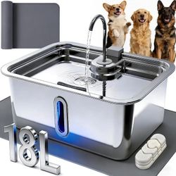 18L/4.76Gal Extra Large Dog Water Fountain with Silicone Mat & 3 Filters, Quiet Pet Water Fountain for Giant Breeds