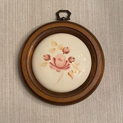 Vintage Hand-Painted Ceramic Rose Wall Plaque