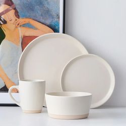 Stone + Lain Jules Stoneware Collection Dinnerware Set, 16-Piece Service for 4, White