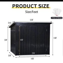 New in box. Metal Outdoor Storage Shed, Black, Galvanized Steel