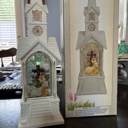 Vintage Easter Cracker Barrel Church Glitter Globe