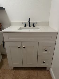 Bathroom Vanity with Stone Top and Faucet