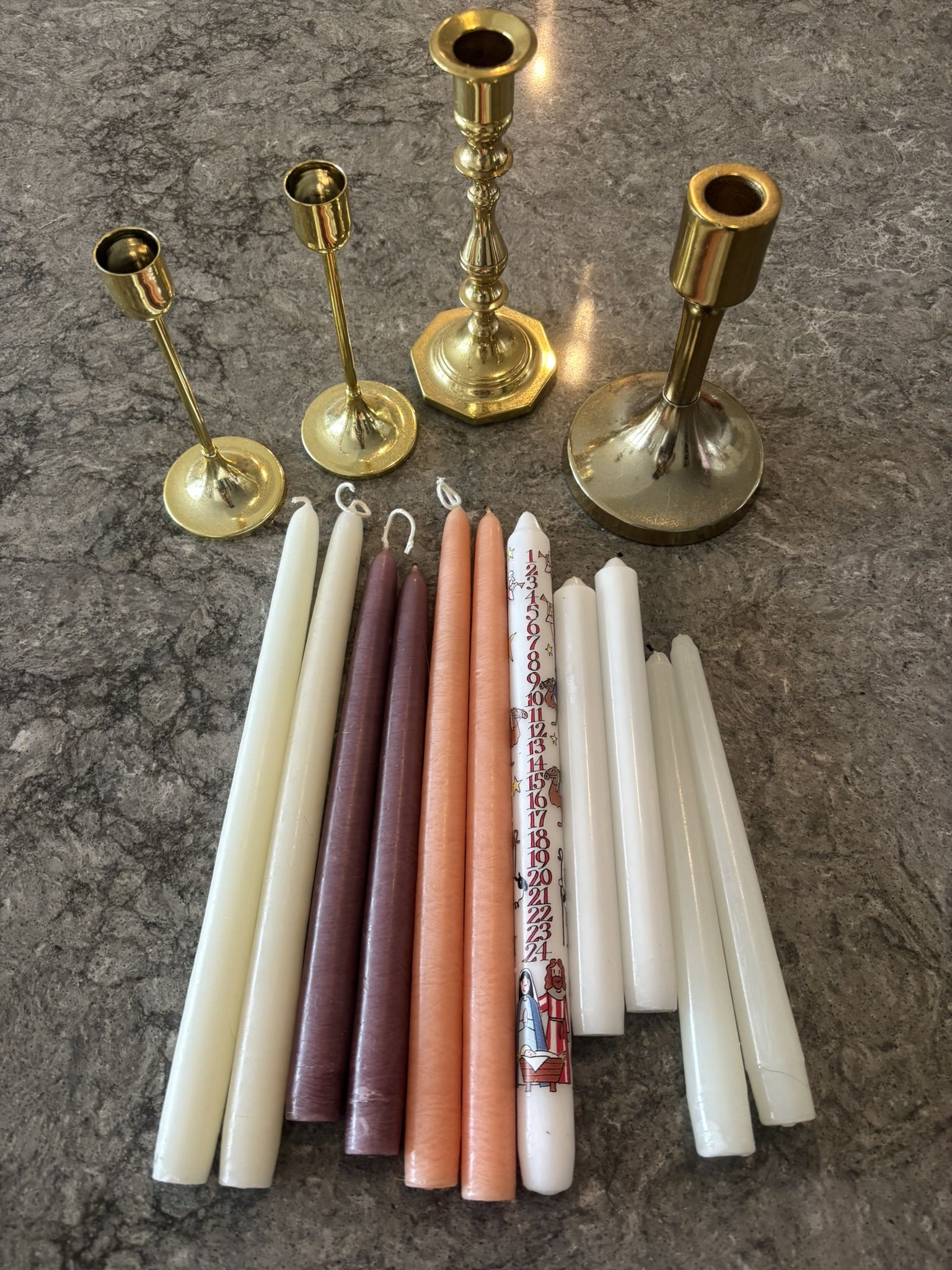 Brass Candlesticks & Taper Candles