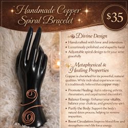 ✨ Handcrafted Copper Spiral Healing Bracelet – Adjustable ✨