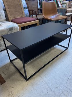 Black Metal Coffee Table with Lower Shelf