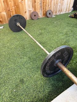 Barbell with Cast Iron Weight Plates
