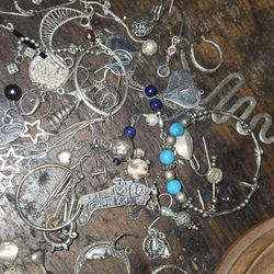 Bundle Of Sterling Silver Misc Jewelry Selling Together SEE All Pics