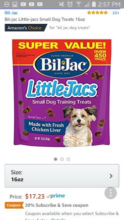 Bil & Jac dog treats...chicken flavor. New and unopened package.