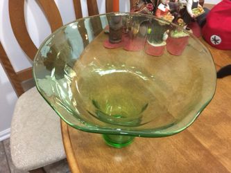 Hand made antique green moon flower large vase