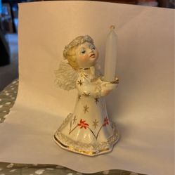 Vintage Irish Dresden MV Christmas Angel Candle Holder Figurine