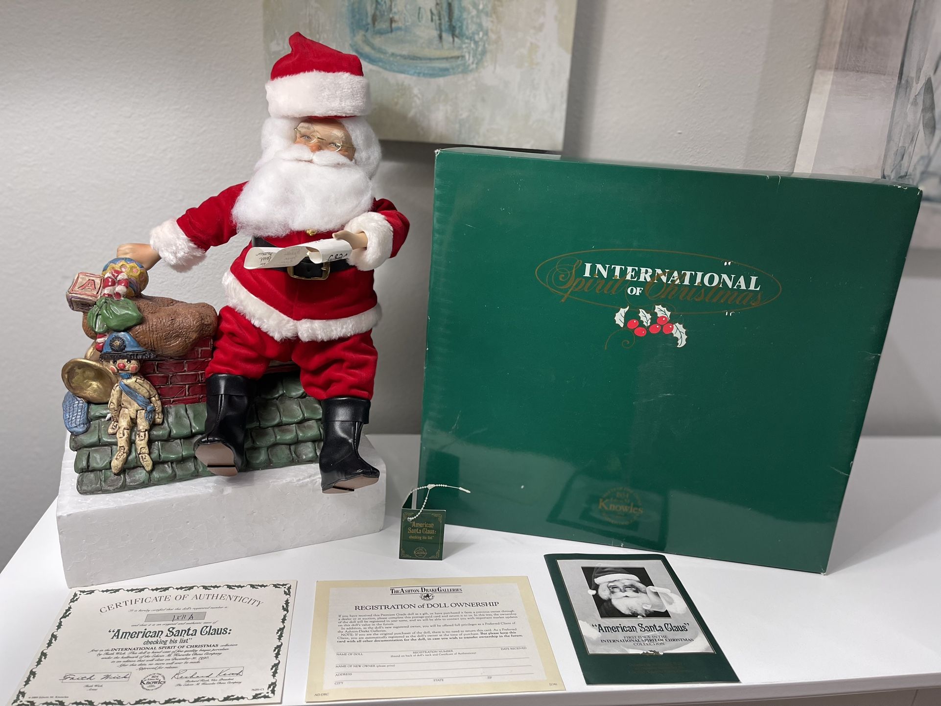 Vintage International Spirit Of Christmas Santa Checking List Edwin Knowles 1989