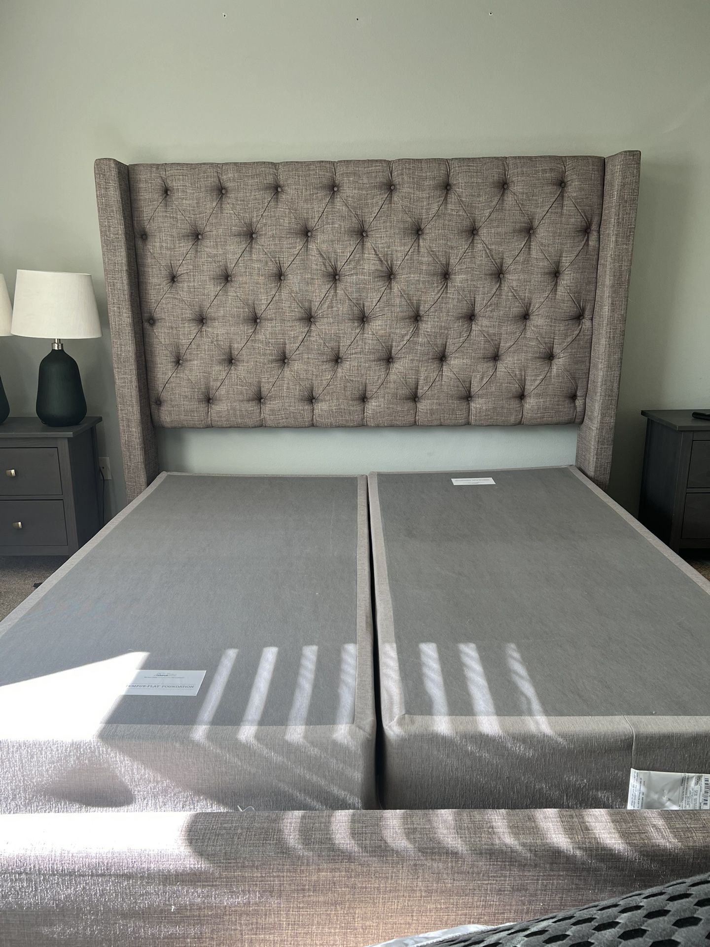 Upholstered Bed And Box Springs