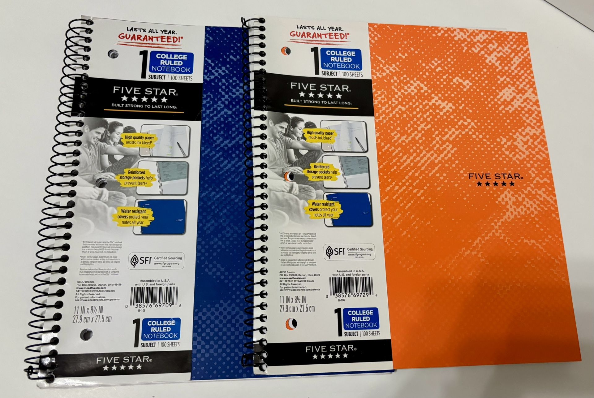 NEW Five Star Spiral Notebooks One Subject College Ruled