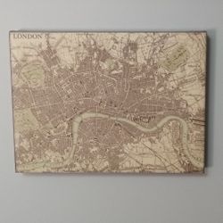 London Street Map & River Thames Canvas Art Picture ~ 15.5" x 11.5" x 1.25"