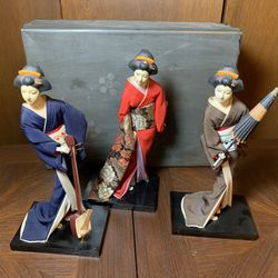 Vintage Geisha Doll Trio