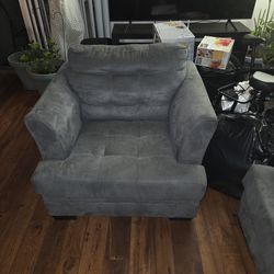 jerome's gray(couch/chair/loveseat) brown coffee table(solid wood