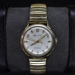 Vintage Bulova 1960s Self Winding 31mm Gold Tone Silver Dial Men's Watch