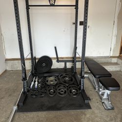 Garage Gym (Squat Rack, Plates, Adjustable Bench, Etc)